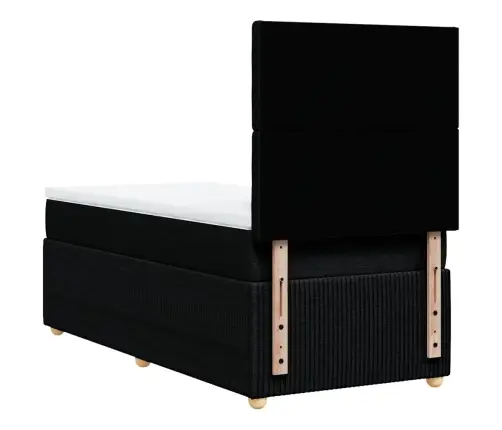 Atsperu Gultas Rāmis Ar Matraci, Melna, 90X200 Cm, Audums Vidaxl