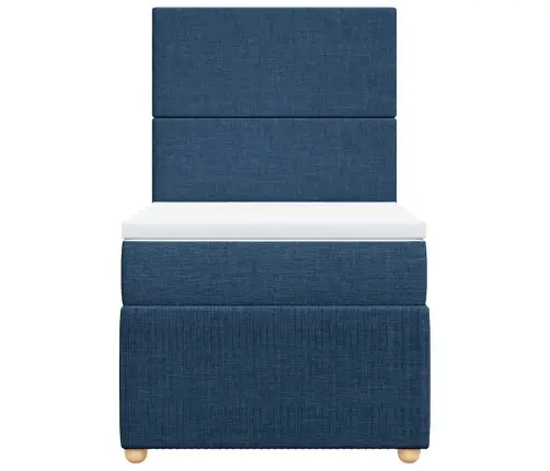 Atsperu Gultas Rāmis Ar Matraci, Zils, 100X200 Cm, Audums Vidaxl