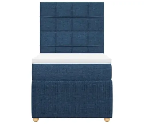 Atsperu Gultas Rāmis Ar Matraci, Zils, 100X200 Cm, Audums Vidaxl