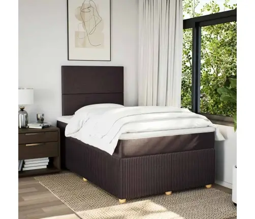 Atsperu Gulta Ar Matraci, Tumši Brūns Audums, 120X190 Cm Vidaxl