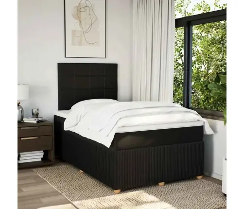 Atsperu Gulta Ar Matraci, Melns Audums, 120X190 Cm Vidaxl