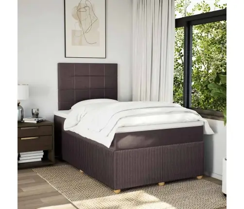 Atsperu Gulta Ar Matraci, Tumši Brūns Audums, 120X190 Cm Vidaxl