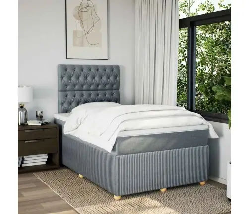 Atsperu Gulta Ar Matraci, Gaiši Pelēka Audums, 120X190 Cm Vidaxl