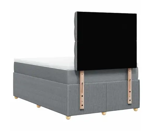 Atsperu Gulta Ar Matraci, Gaiši Pelēka Audums, 120X190 Cm Vidaxl