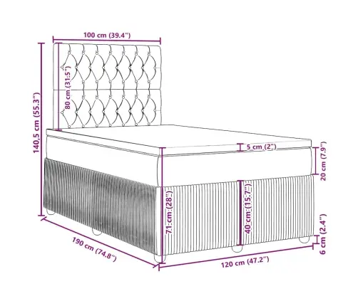 Atsperu Gulta Ar Matraci, Tumši Pelēka Audums, 120X190 Cm Vidaxl