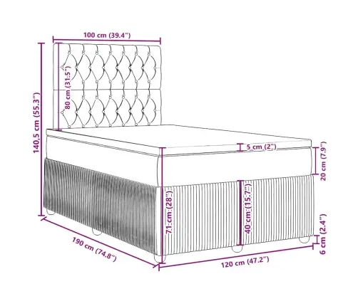 Kontinentaalvoodi Madratsiga, Sinine, 120 X 190 cm Kangas