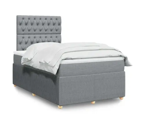 Lova Su Spyruoklėmis Ir Čiužiniu, Pilka, 120X200cm Audinys