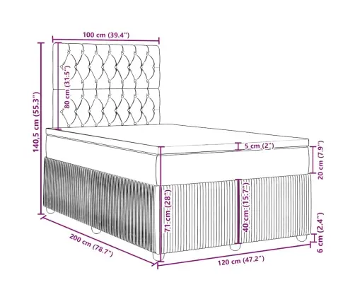 Atsperu Gulta Ar Matraci, Tumši Pelēka Audums, 120X200Cm Vidaxl