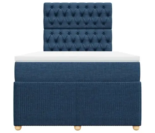Atsperu Gultas Rāmis Ar Matraci, Zils, 120X200 Cm, Audums Vidaxl