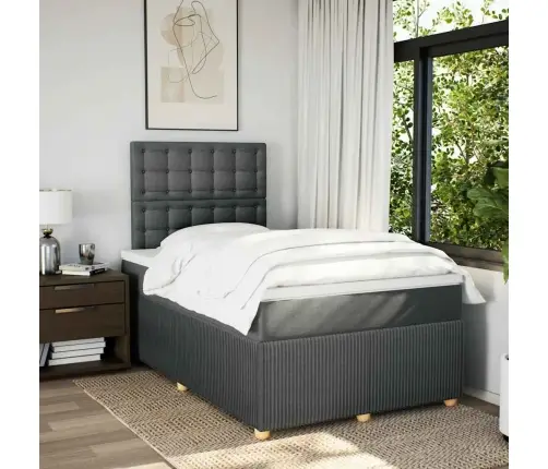 Atsperu Gulta Ar Matraci, Tumši Pelēka Audums, 120X200Cm Vidaxl