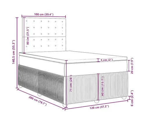 Atsperu Gulta Ar Matraci, Tumši Pelēka Audums, 120X200Cm Vidaxl