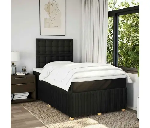 Atsperu Gultas Rāmis Ar Matraci, Melna Audums, 120X200 Cm Vidaxl