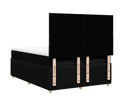 Atsperu Gulta Ar Matraci, Melna Audums, 140X190 Cm Vidaxl