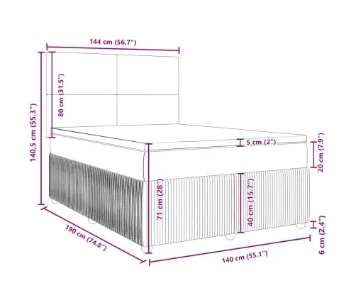 Atsperu Gultas Rāmis Ar Matraci, Tumši Brūna, 140X190Cm, Audums Vidaxl