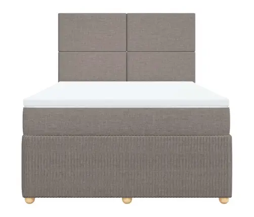 Atsperu Gulta Ar Matraci, Pelēkbrūns Audums, 140X190 Cm Vidaxl