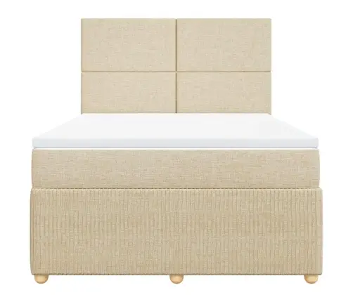 Atsperu Gulta Ar Matraci, Krēmkrāsas Audums, 140X190 Cm Vidaxl