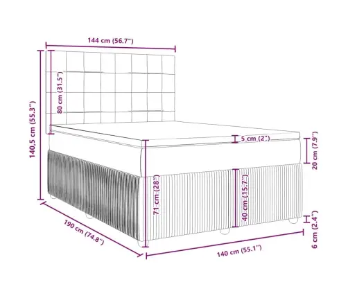 Lova Su Spyruoklėmis Ir Čiužiniu, Pilkas, 140X190cm Audinys