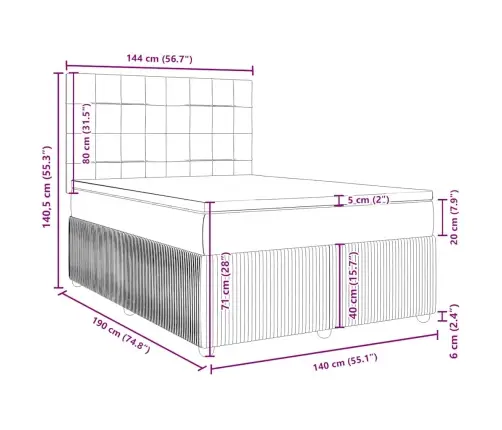 Kontinentaalvoodi Madratsiga, Tumepruun, 140X190 cm Kangas