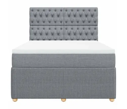 Lova Su Spyruoklėmis Ir Čiužiniu, Pilkas, 140X190cm Audinys