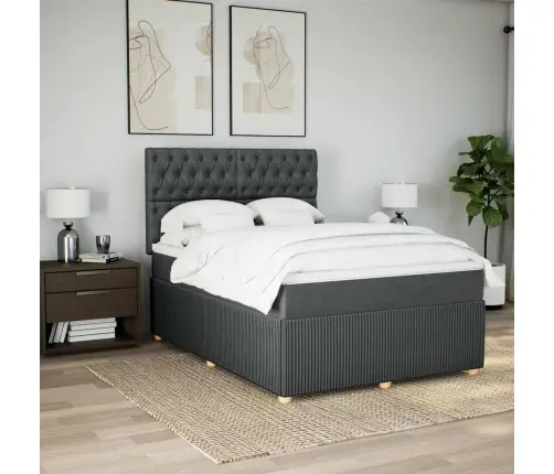 Atsperu Gulta Ar Matraci, Tumši Pelēka Audums, 140X190 Cm Vidaxl