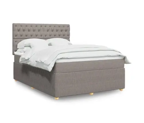 Lova Su Spyruoklėmis Ir Čiužiniu, Taupe, 140X190 cm Audinys