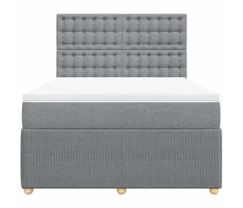 Atsperu Gulta Ar Matraci, Gaiši Pelēka Audums, 140X190 Cm Vidaxl