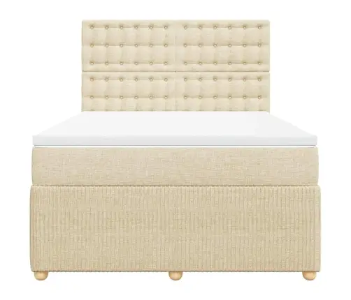 Atsperu Gulta Ar Matraci, Krēmkrāsas Audums, 140X190 Cm Vidaxl