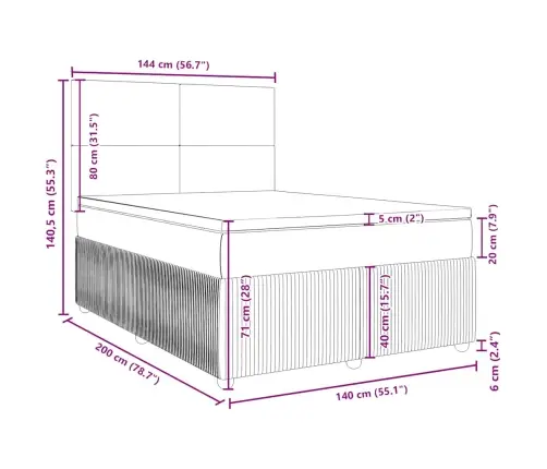 Kontinentaalvoodi Madratsiga, Must, 140X200 cm Kangas