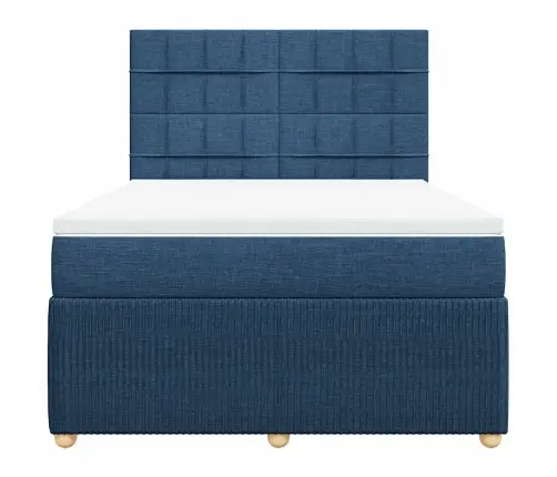 Lova Su Spyruoklėmis Ir Čiužiniu, Mėlyna, 140X200 cm Audinys