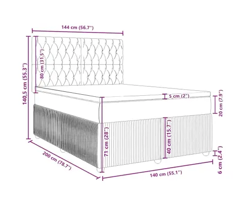 Lova Su Spyruoklėmis Ir Čiužiniu, Juoda, 140X200 cm Audinys