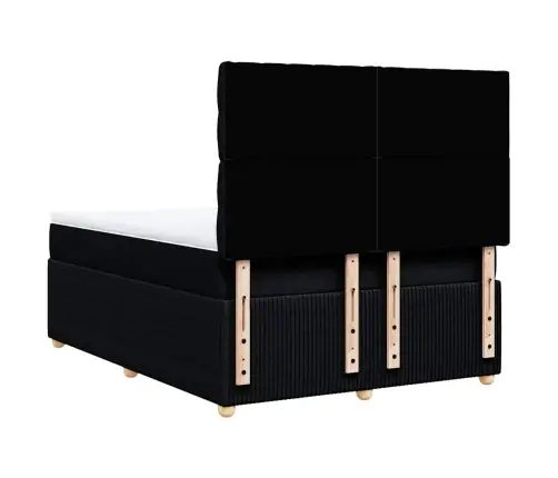 Lova Su Spyruoklėmis Ir Čiužiniu, Juoda, 140X200 cm Audinys