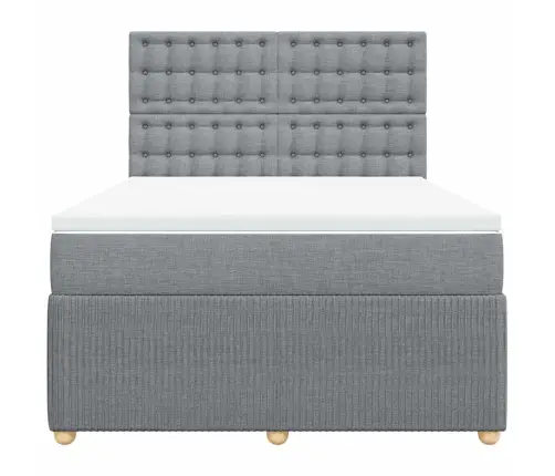 Lova Su Spyruoklėmis Ir Čiužiniu, Pilka, 140X200cm Audinys