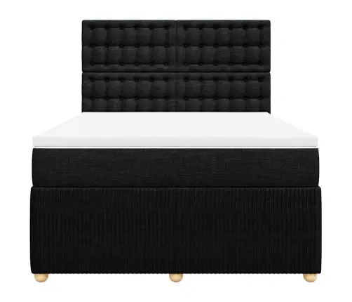 Atsperu Gulta Ar Matraci, Melna, 140X200 Cm, Audums Vidaxl