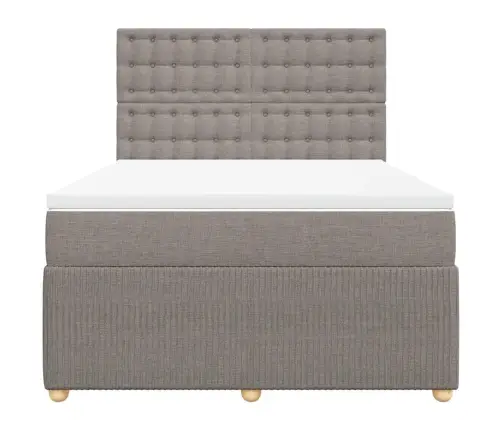 Atsperu Gulta Ar Matraci, Pelēkbrūns, 140X200 Cm, Audums Vidaxl