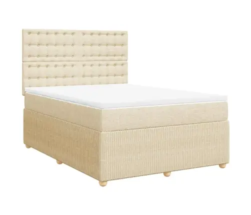 Atsperu Gulta Ar Matraci, Krēmkrāsas, 140X200 Cm, Audums Vidaxl