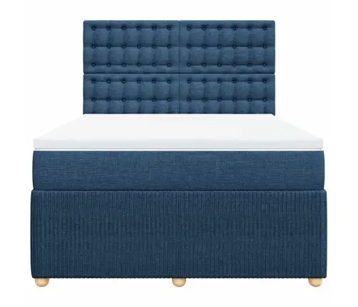 Atsperu Gulta Ar Matraci, Zils, 140X200 Cm, Audums Vidaxl