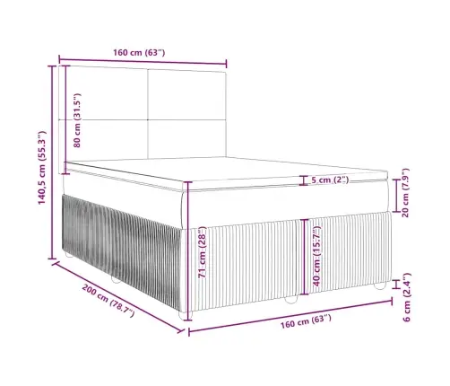 Lova Su Spyruoklėmis Ir Čiužiniu, Juoda, 160X200 cm Audinys