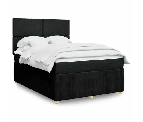 Lova Su Spyruoklėmis Ir Čiužiniu, Juoda, 160X200 cm Audinys