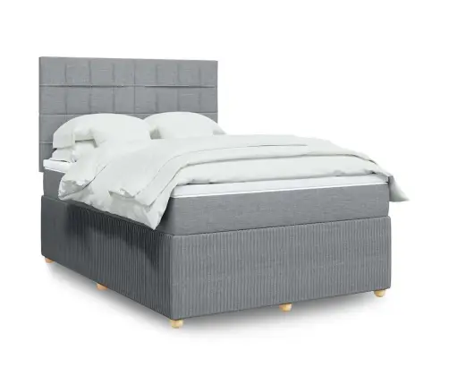 Lova Su Spyruoklėmis Ir Čiužiniu, Pilka, 160X200cm Audinys