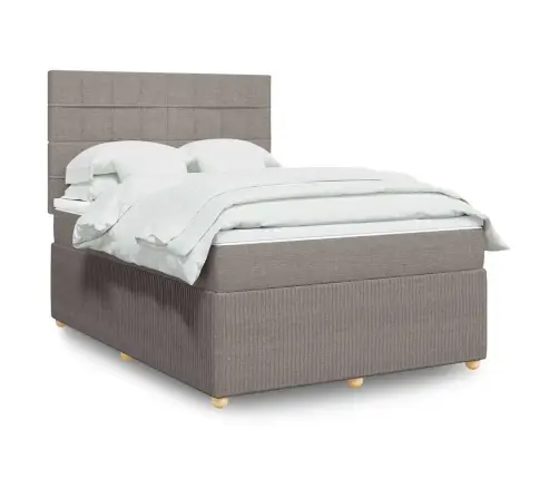 Lova Su Spyruoklėmis Ir Čiužiniu, Taupe, 160X200 cm Audinys