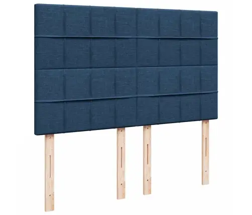 Lova Su Spyruoklėmis Ir Čiužiniu, Mėlyna, 160X200 cm Audinys