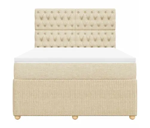 Lova Su Spyruoklėmis Ir Čiužiniu, Kreminė, 160X200 cm Audinys