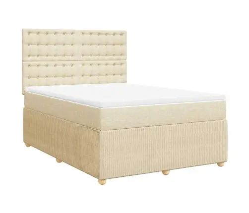 Atsperu Gulta Ar Matraci, Krēmkrāsas, 160X200 Cm, Audums Vidaxl