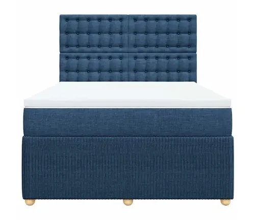 Lova Su Spyruoklėmis Ir Čiužiniu, Mėlyna, 160X200 cm Audinys