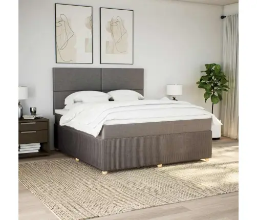 Lova Su Spyruoklėmis Ir Čiužiniu, Taupe, 180X200 cm Audinys