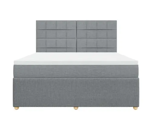 Atsperu Gulta Ar Matraci, Gaiši Pelēka Audums, 180X200 Cm Vidaxl