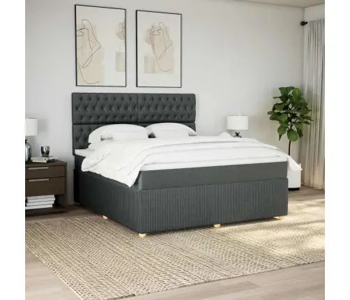 Lova Su Spyruoklėmis/Čiužiniu,Tamsiai Pilka, 180X200cm Audinys