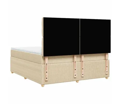 Atsperu Gulta Ar Matraci, Krēmkrāsas, 180X200 Cm, Audums Vidaxl