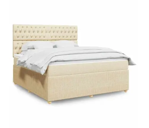 Atsperu Gulta Ar Matraci, Krēmkrāsas, 180X200 Cm, Audums Vidaxl