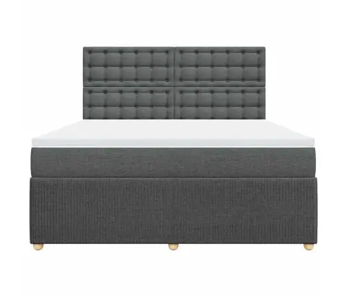 Atsperu Gulta Ar Matraci, Tumši Pelēks, 180X200 Cm, Audums Vidaxl